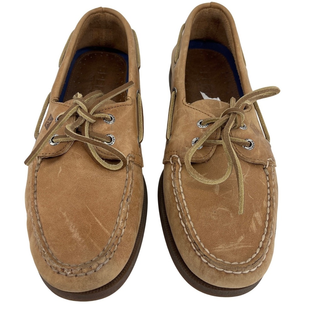 Sperry Top-Sider Mens Authentic Original 2-Eye Leather Boat Shoes Tan 9 W